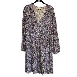 Ava and Viv Target Floral V-neck Long Sleeve Dress Size XXLarge